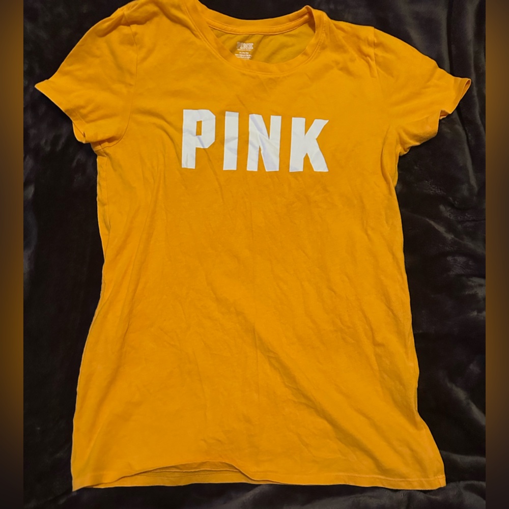 Victoria secret Pink yellow - orange and white cotton tee